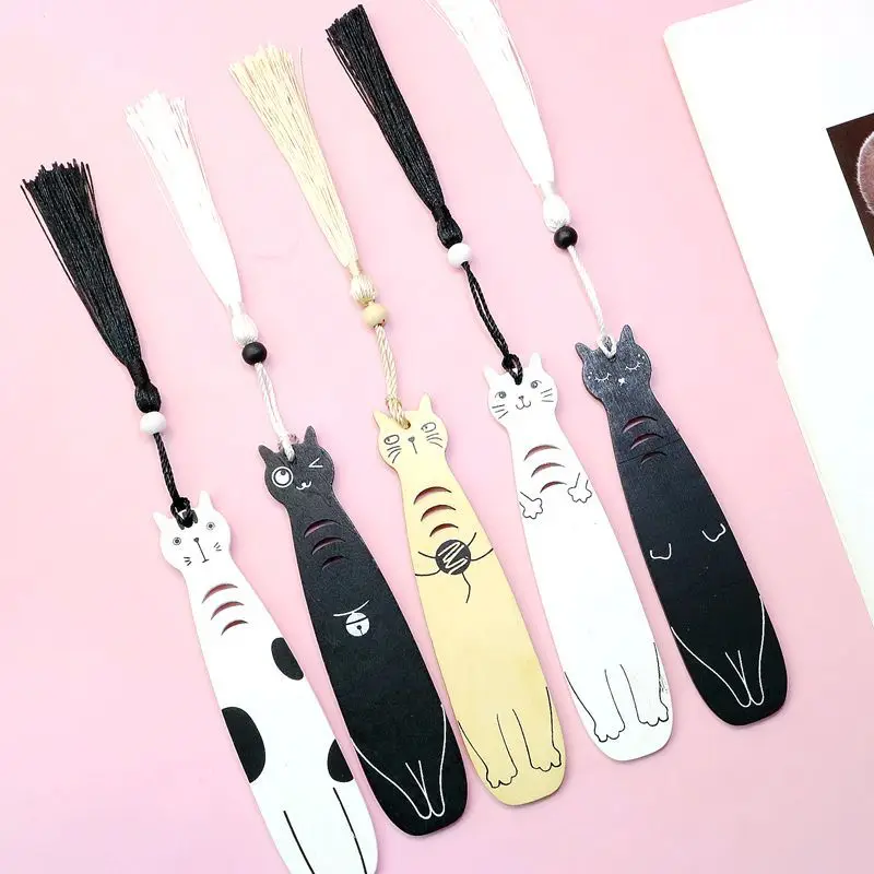 Woodworking For Kids - Cartoon Cat Wooden Bookmarks with Tassels