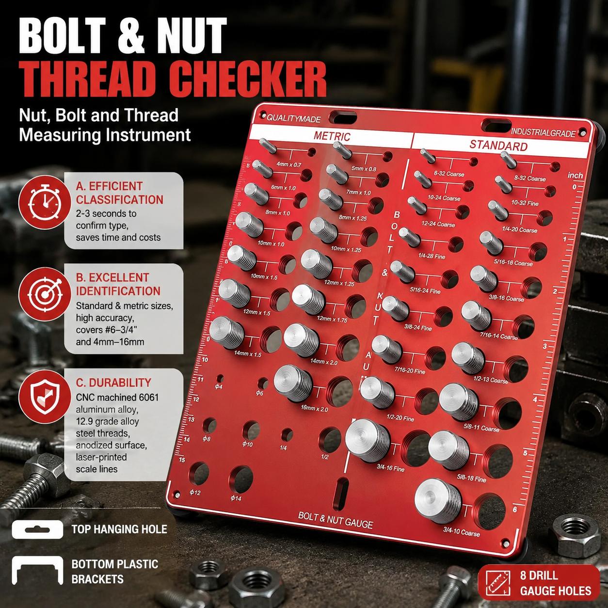 Nut and Bolt Thread Gauge Set  - Woodworking Tool Stores 评论和价格