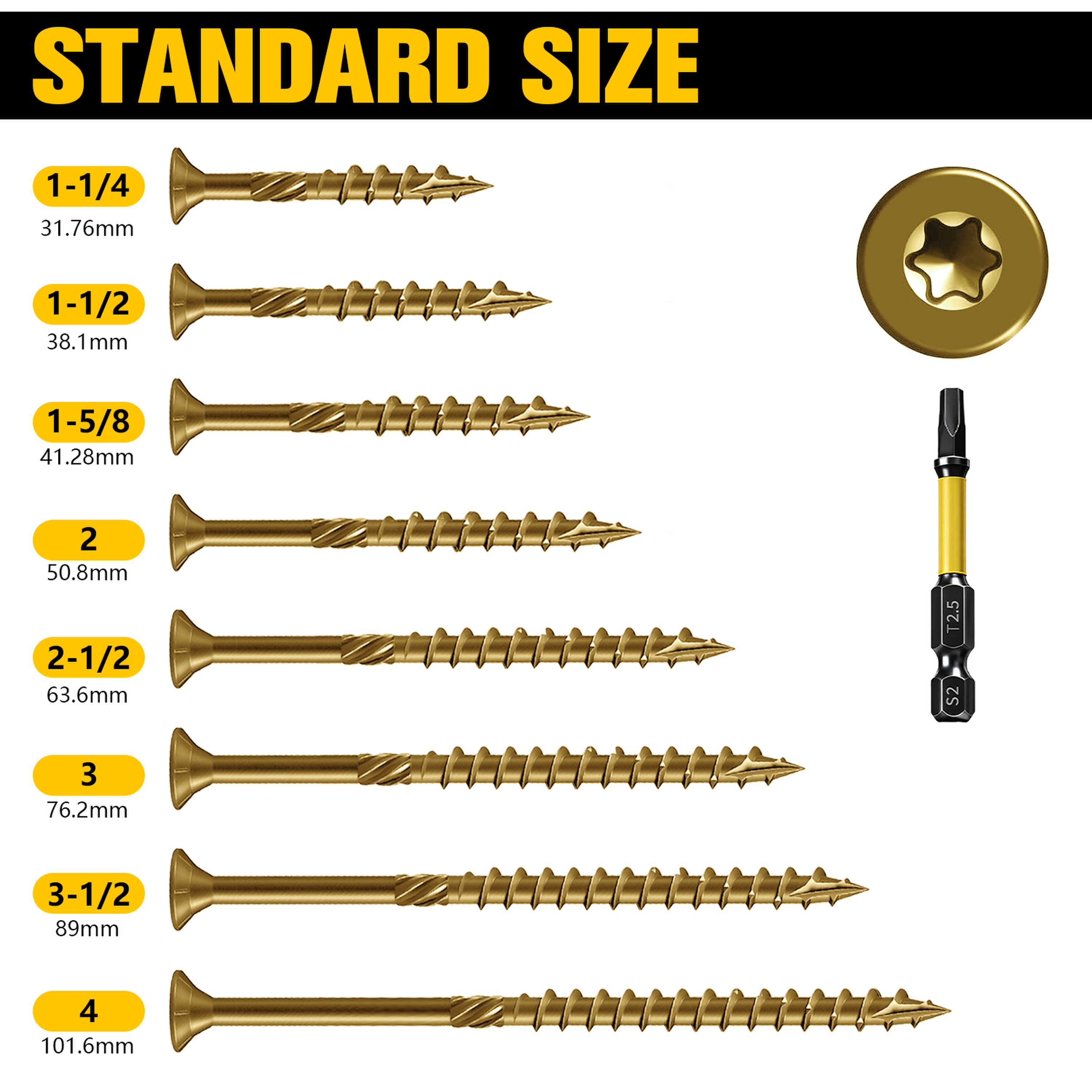 VKKM 70Pcs #10×4 Inch Golden T - Lumber Woodworking 评论和价格