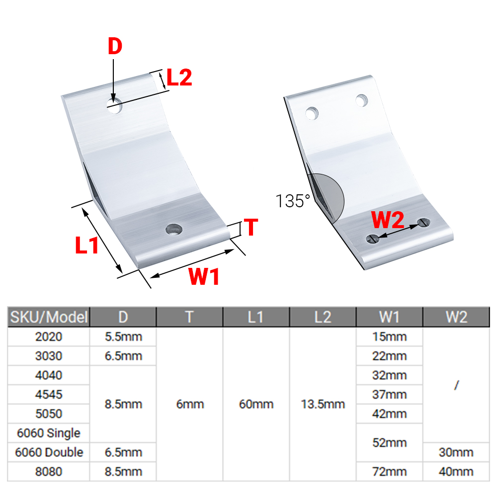 4Pcs/lot 135 Degree 2020 3030  - Woodworking Joints 评论和价格